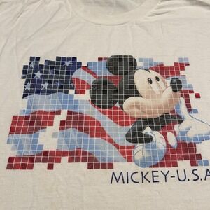 Vintage 90s Disney Mickey Mouse USA Mens T-Shirt Size XL White AAA